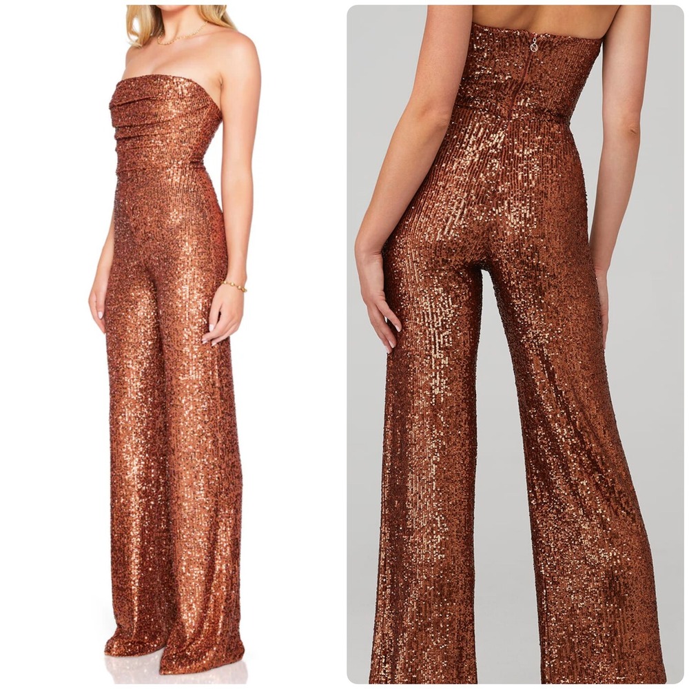 Nookie Sequin Jumpsuit in Bronze